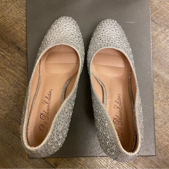De Blossom Collection Rhinestone Crystal Heels Bridal Shoes size 8.5 - Picture 8 of 13